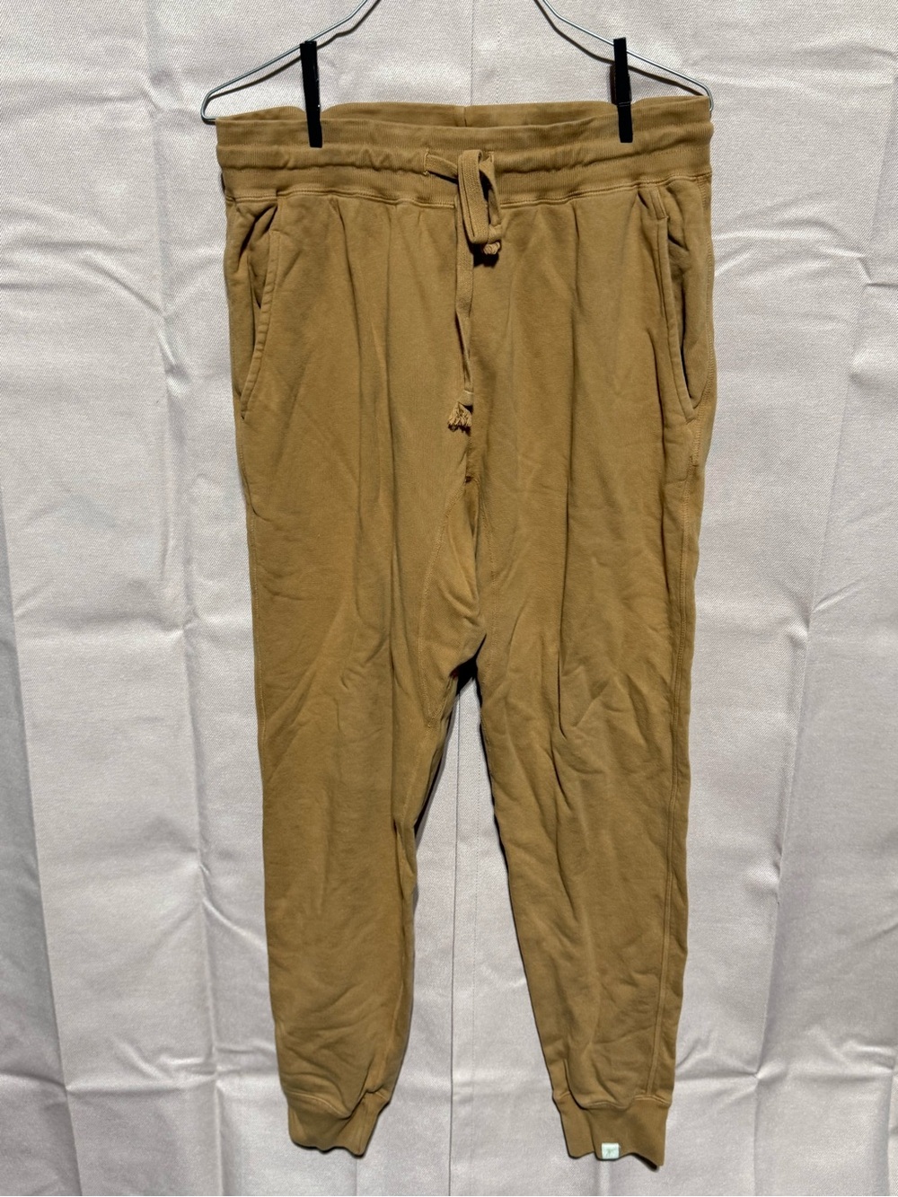 TKEES Cotton Terry Jogger Sweatpants Tan Brown Size 2/S Made in Canada